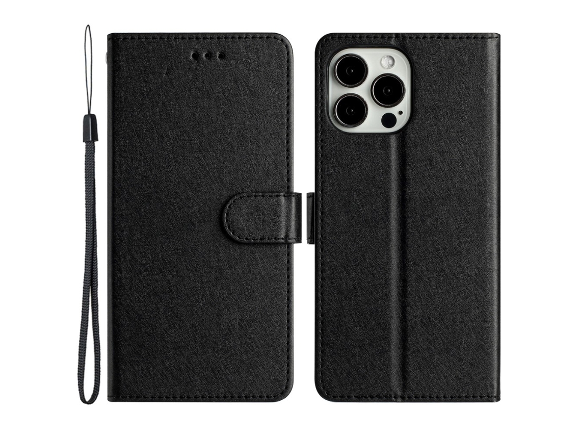 Capa Para Iphone 15 Pro Pele Sintética Anti-choque Preto