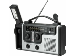 RÁDIO DE EMERGÊNCIA AQUAFORGE com manivela, portátil, energia solar, FM/AM, previsão do tempo, laranja