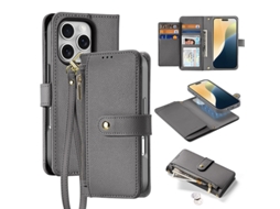 Lurelia Capa Carteira Para Iphone 15pro, Magnética, Cinzento