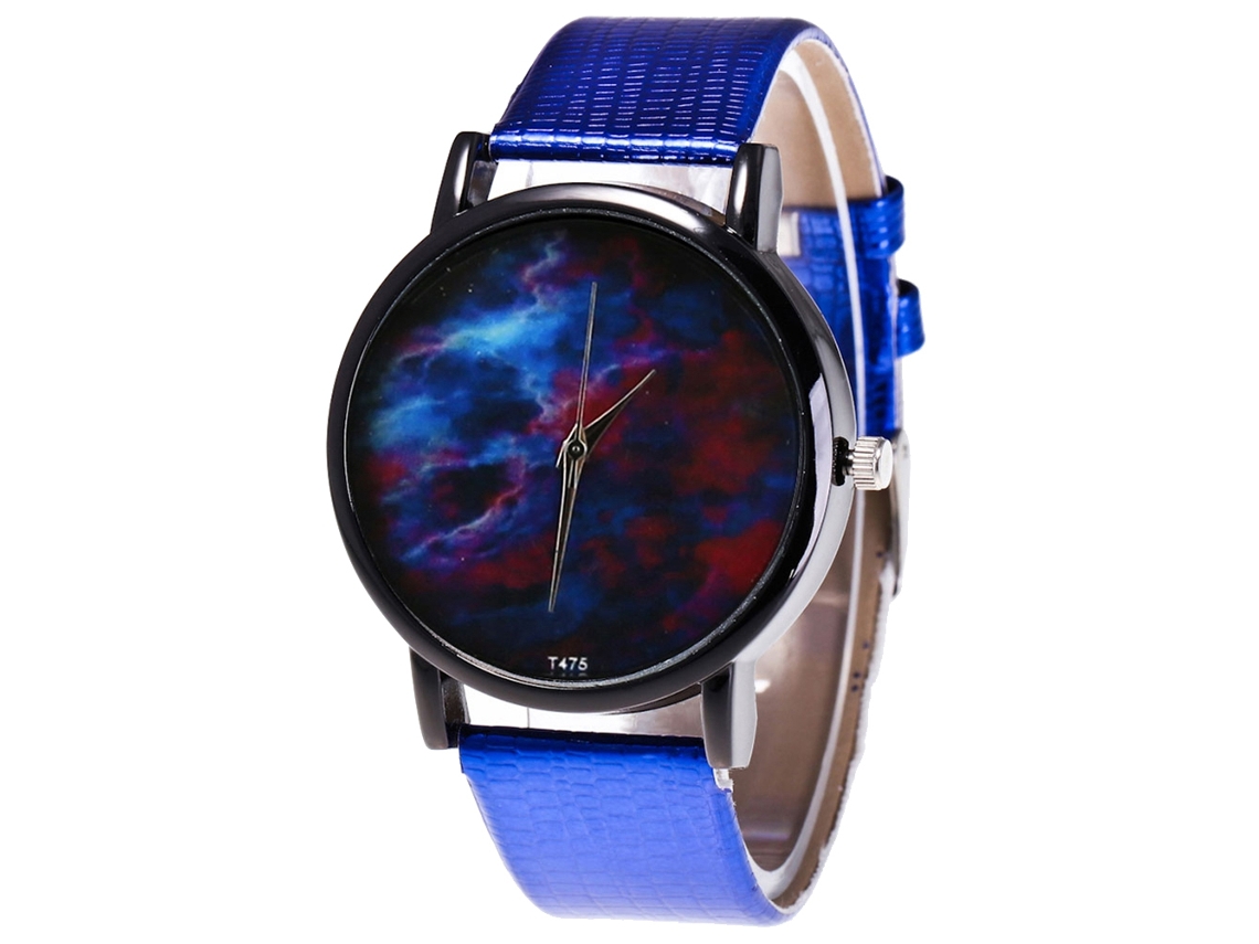 Relógio analógico de quartzo Zhoulianfa com pulseira de couro PU para homens e mulheres (azul)