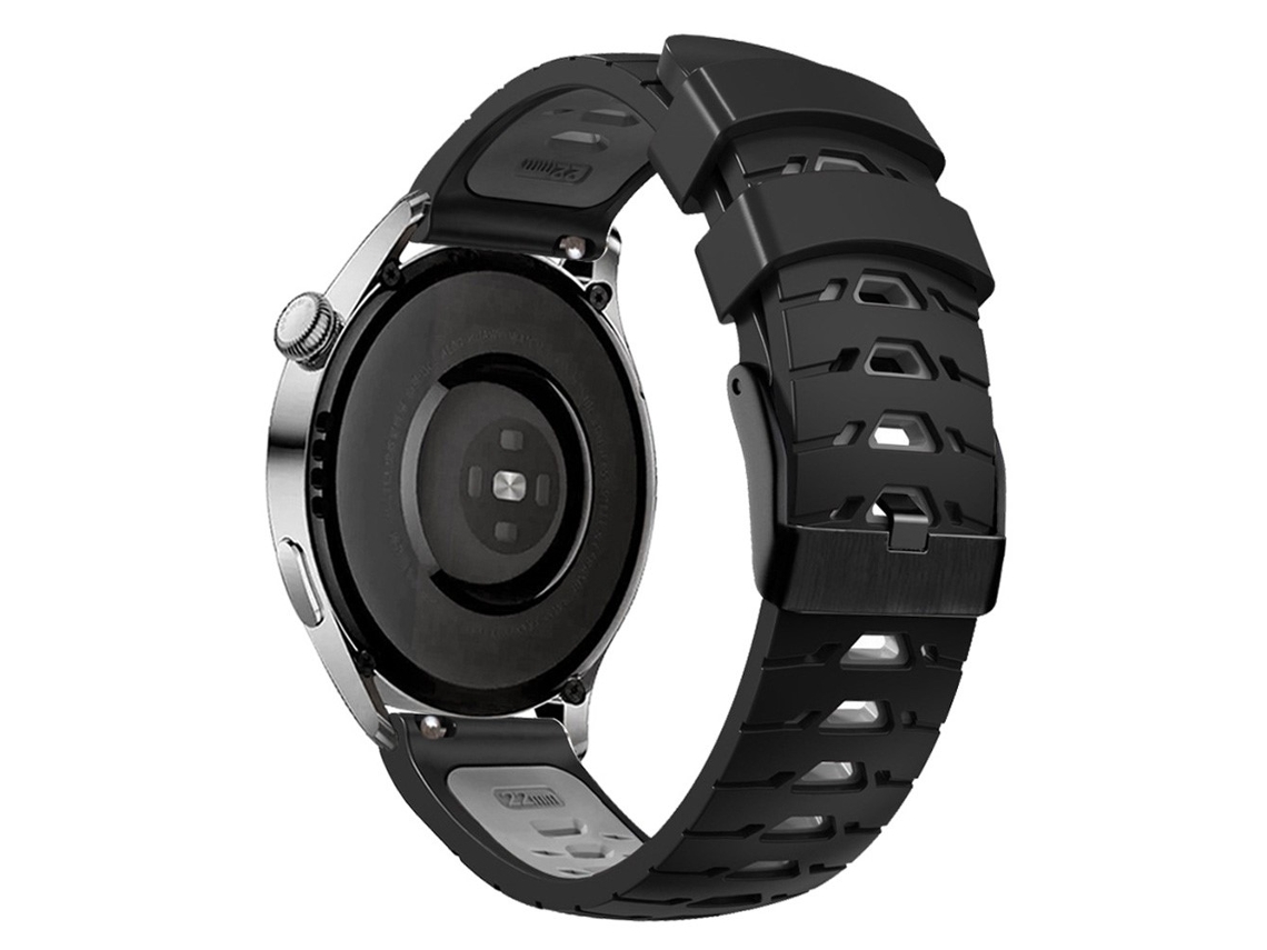 Bracelete Silicone Cor Dupla com Orifícios Trapezoidais de Três Fileiras para Huawei Watch Gt Runner/Garmin Venu 2/Vivoactive 4 Preto/Cinza