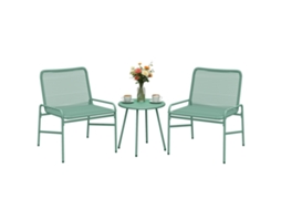 Conjunto de Bistrô em Rattan com 3 Peças: 2 Cadeiras, Mesa Redonda para Jardim, Verde ZENCORE SERVICES