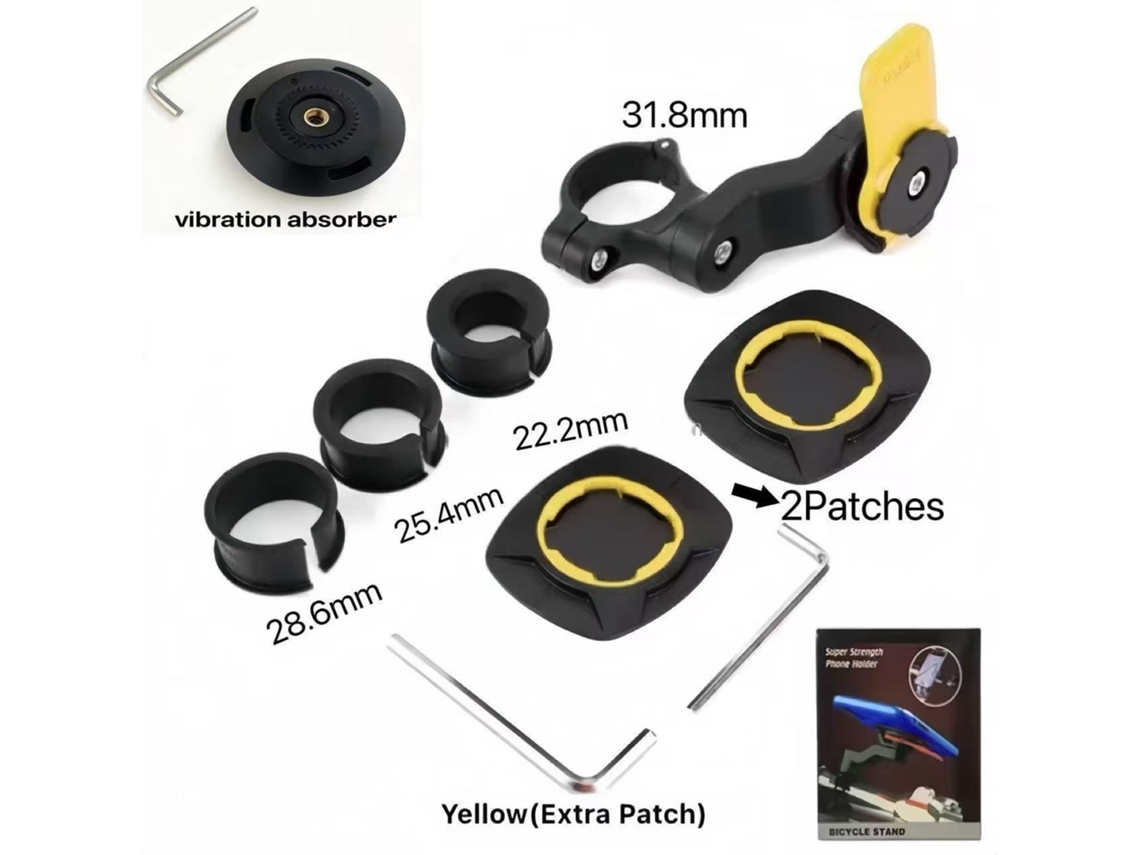 Bicicleta Suporte Telemóvel HEXINYIGJLY,com Filtro de Vibrações de Alta Frequência.rotação 360°, Navegação Amarelo