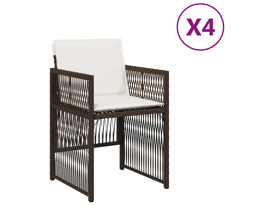 Maison Exclusive - Cadeiras De Jardim Com Almofadões 4 Pcs Vime Pe Castanho