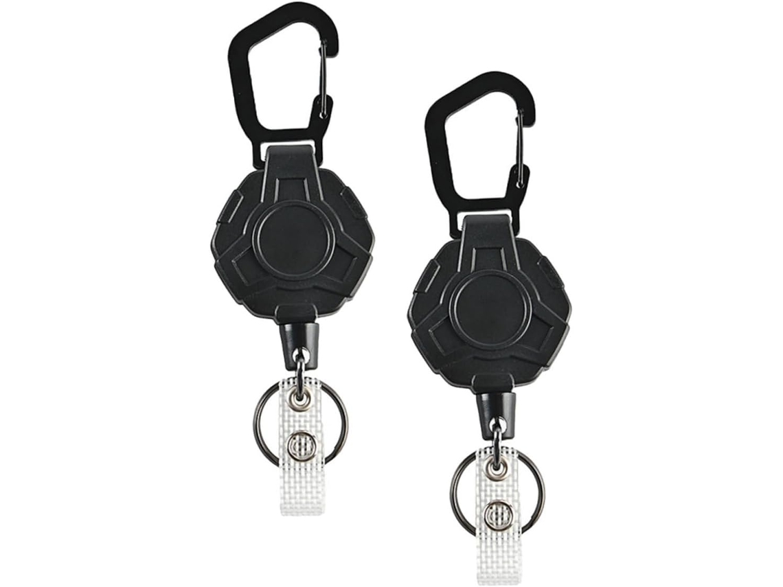 Chaveiros Retráteis Antiperda Com Fivela Robusta Pacote De 2 Em Abs E Aço Inoxidável Para Escalada