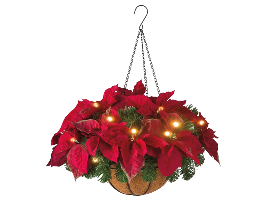 Guirlanda de Natal com vaso suspenso, ornamentos e luzes LED decorativas LAXISCREED