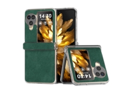 Capa De Celular Com Três Partes De Couro Sintético E Borda Transparente Para Oppo Find N3 Flip