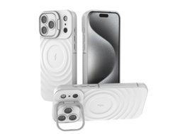 Capa Ing Para Iphone 17 Air Com Suporte, Textura Ondulada, Resistente A Quedas, Branca