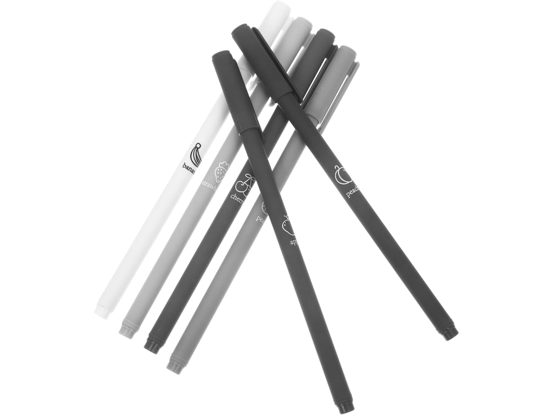 Conjunto De 6 Canetas Em Gel Pretas Para Estudantes, Com Formato