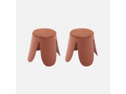 Banco Empilhável Infantil Boucle Texturizado, Set De 2, Terracota Sweeek