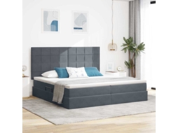 Vidaxl Cama de Armazenamento Led com Colchão Cinzento escuro