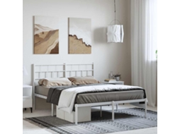 Vidaxl Estrutura De Cama Com Cabeceira 150x200 Cm Metal Branco