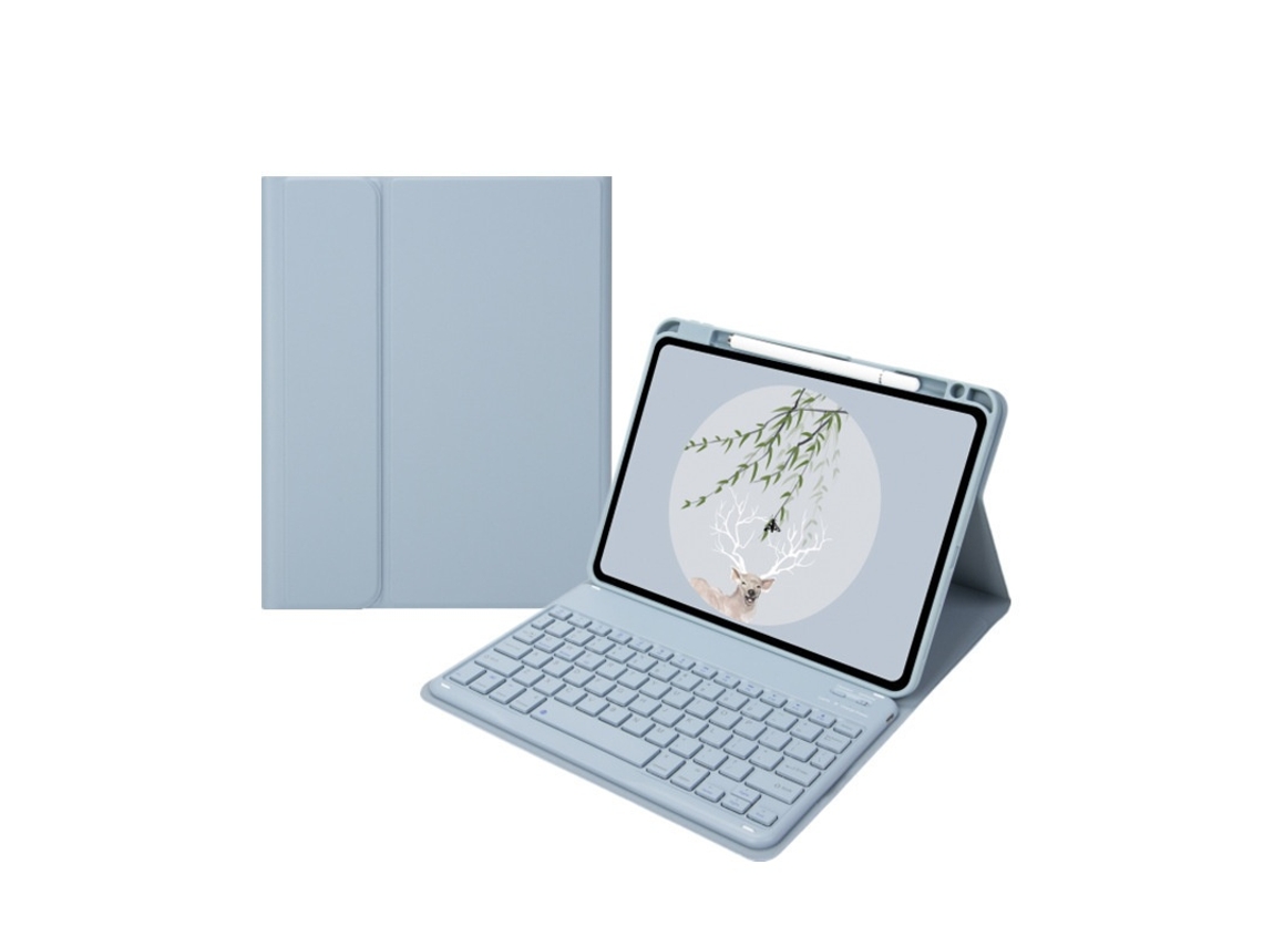 Elysve Capa Com Teclado Bluetooth Magnético Para Ipad Pro 12, 9 Polegadas, Cor Azul Neblina
