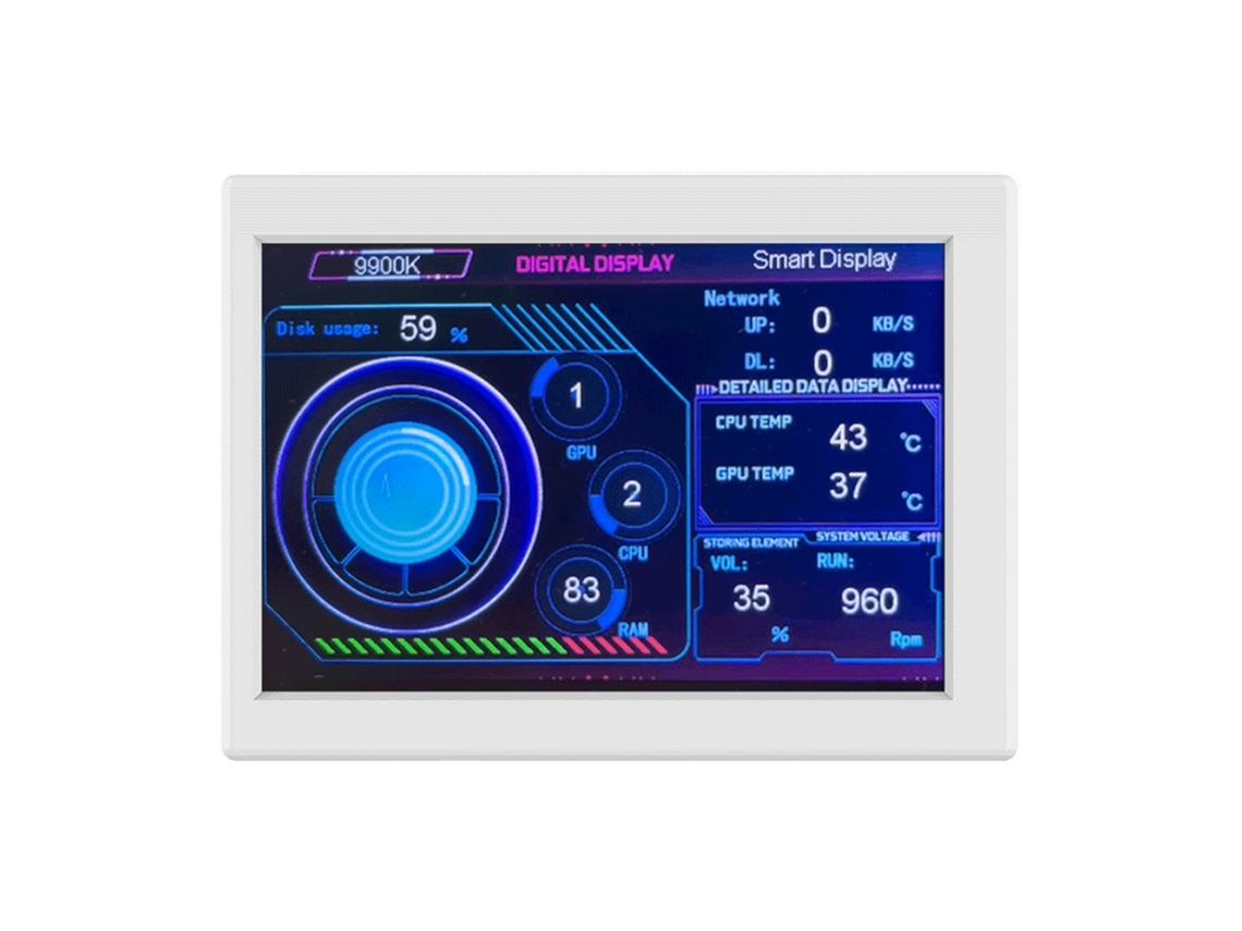 Tela Ips de 3,5 Polegadas para Monitoramento Cpu/gpu, Carcaça Abs, Diy Tema, Sem Fonte Adicional S/MARCA