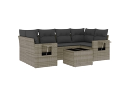 Conjunto de 7 Sofás para Jardim com Almofadões Vime Pe Cinzento MAISON EXCLUSIVE (7 pcs)