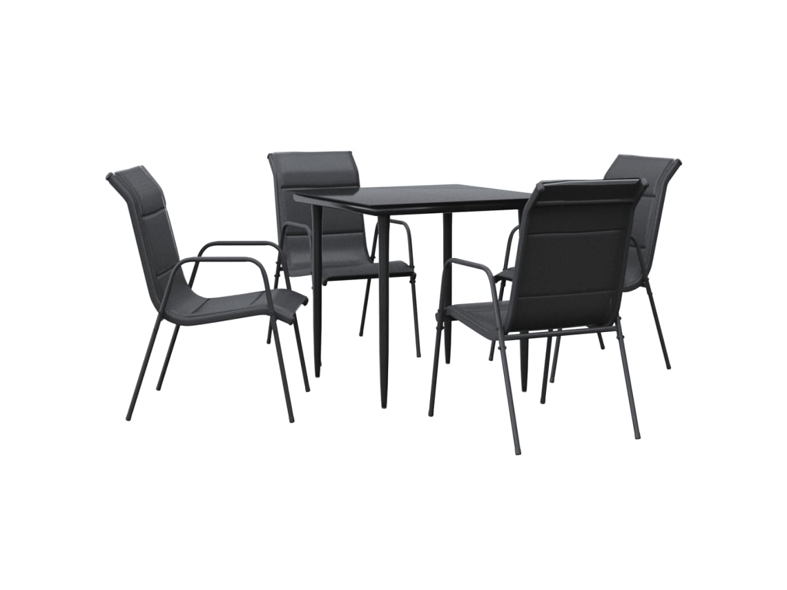 Garden Dining Set, Garden Dining Sets Vidaxl Preto Aço (80 Cm Table Length)
