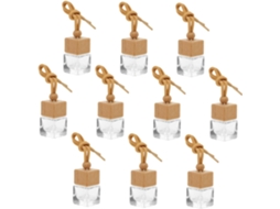 Conjunto De 10 Frascos Perfume Para Carro, 8ml, Com Tampa Quadrada Transparente E Cordão Marrom, Recarregáveis, Para