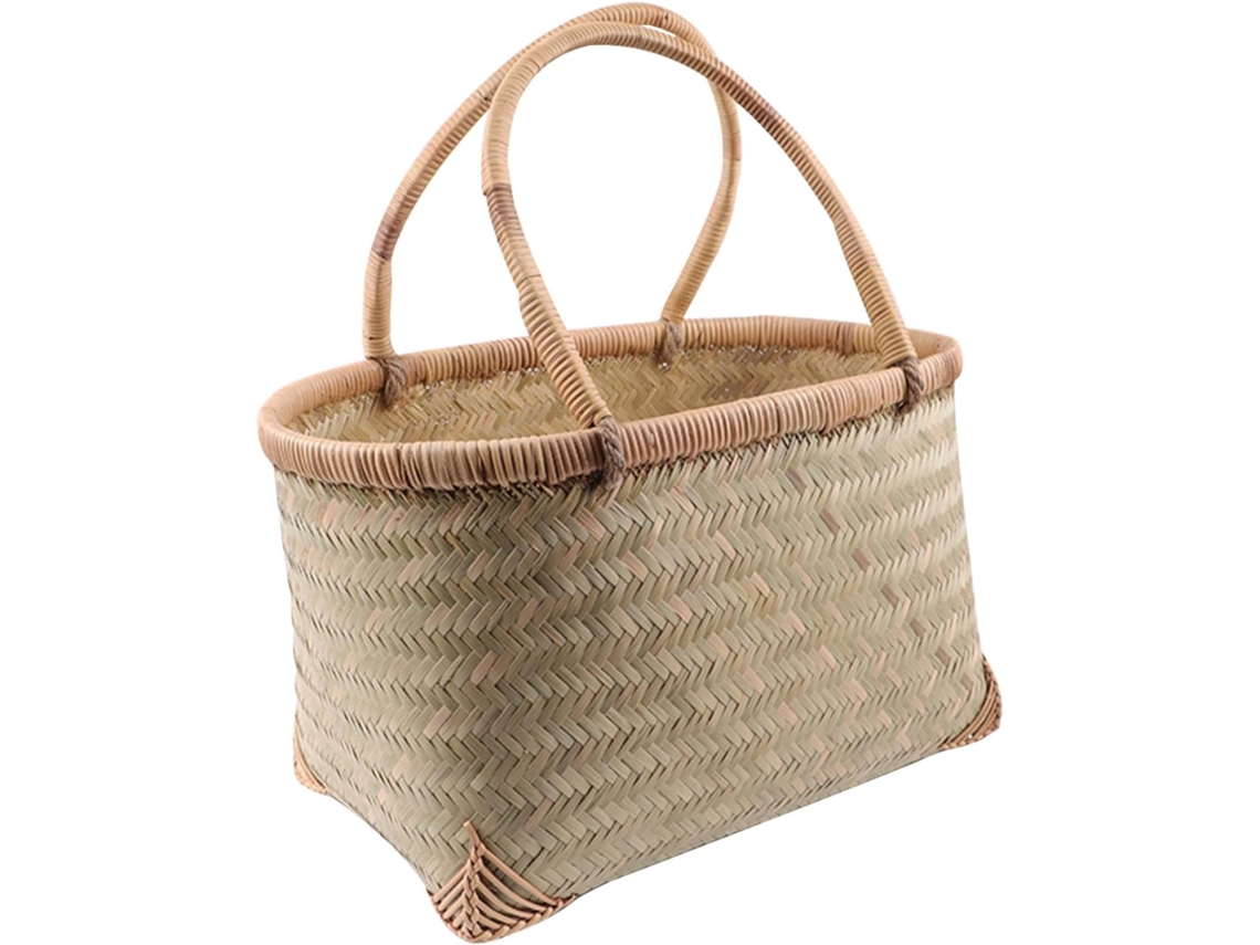 Cesto de Bambu Trançado À Mão, Cesto de Armazenamento com Alça, Pequeno Cesto Trançado para Flores e Vegetais, Não CHABERLU