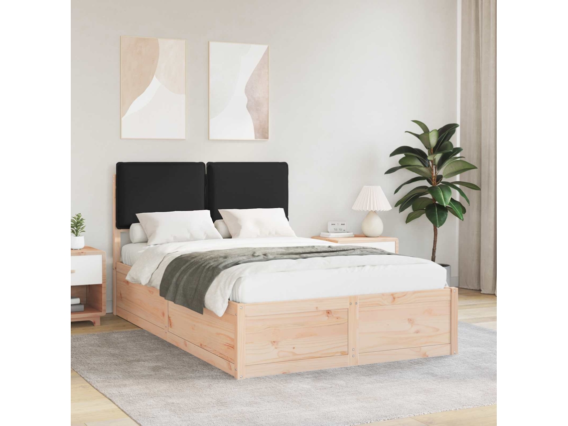 Vidaxl Estrutura de Cama com Cabeceira Estofada Preto 120 X 200 Cm