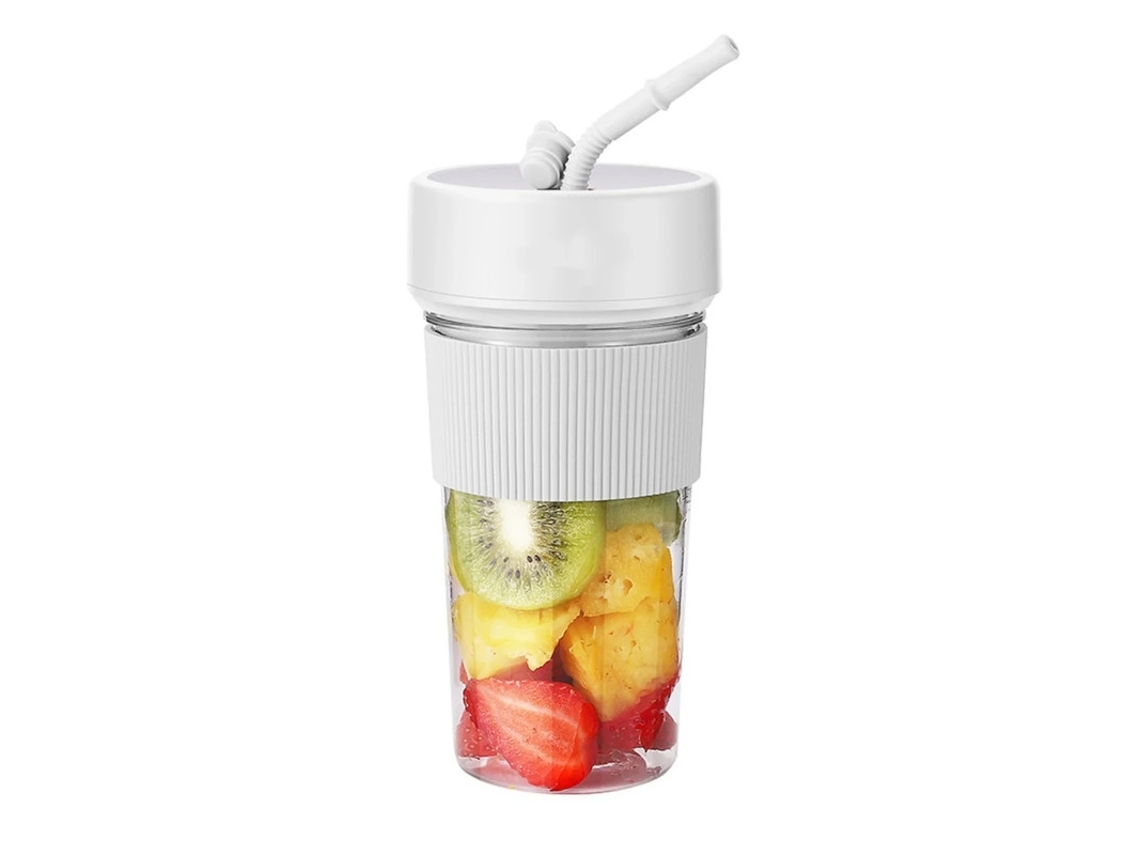 Liquidificador Portátil Recarregável De 350ml Com Palha De Silicone Para Esportes De Viagem*