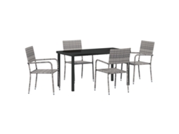 Conjunto 5 Conjunto De Jantar Para Jardim Vidaxl Cinzento Vime Pe (140 X 70 X 73 Cm)