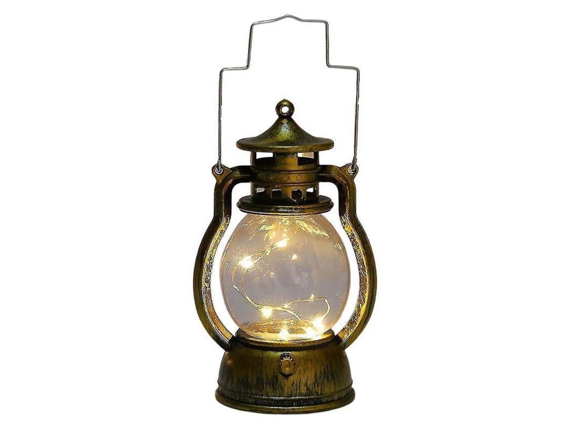 Lâmpada De Lanterna Led Operada Por Bateria Luz Quente Econômica Com Alça De Corda Natal Bronze Ouro