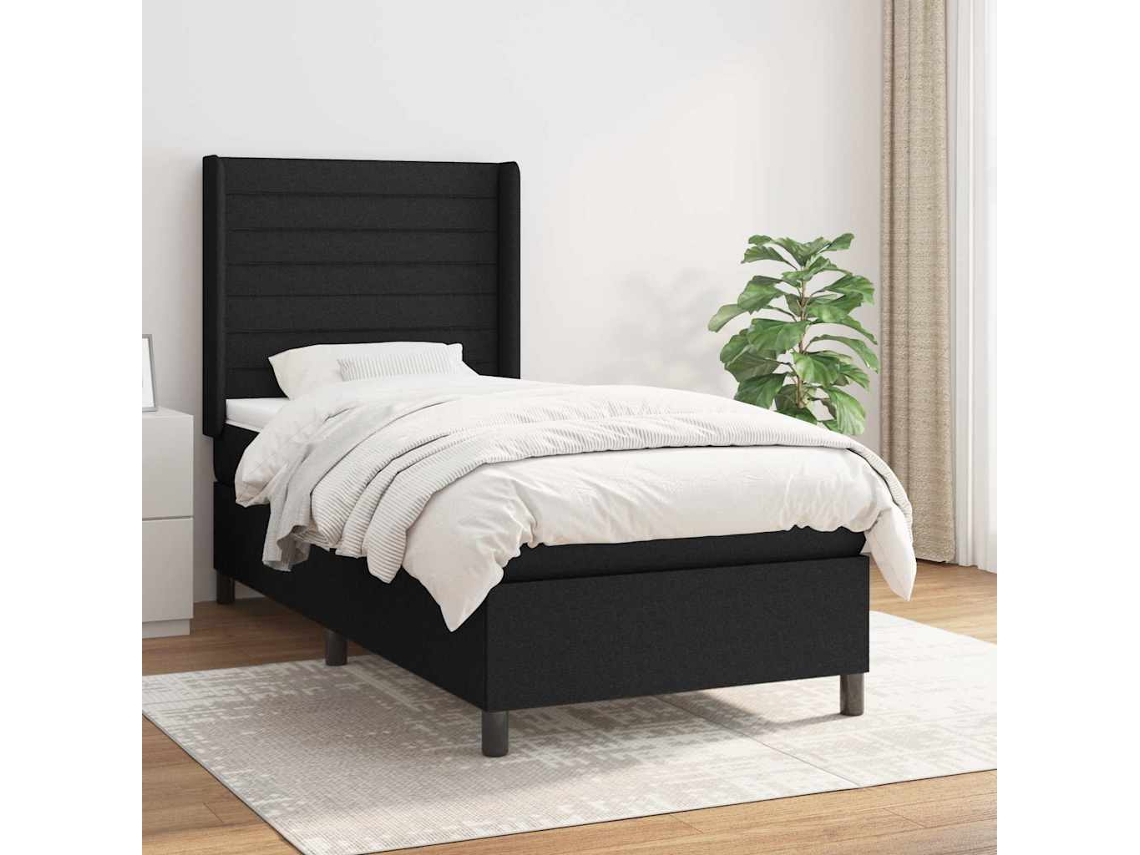 Vidaxl Cama Com Molas/colchão 100x200 Cm Tecido Preto