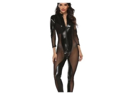 2026 traje de Una Pieza de Cuero Con Cremallera Doble para Mujer, Lenceria Sexy Transparente de Malla, Spandex Y Latex, Ropa Intima Erotica