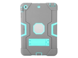Capa Protetora (cor Contrastante, Resistente A Impactos) Para Ipad Mini 1/2/3, Cinza + Verde, Capa Com Suporte De Casco Duro