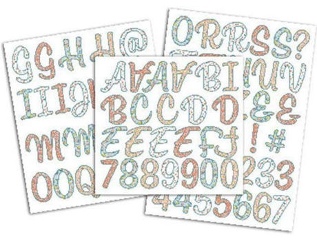 Figuras de Padrões Adesivos e Letras TOGA em Cores Pastel