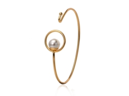 Pulseira Para Mulher Design Aberto Com Decoração De Pérola Falsa