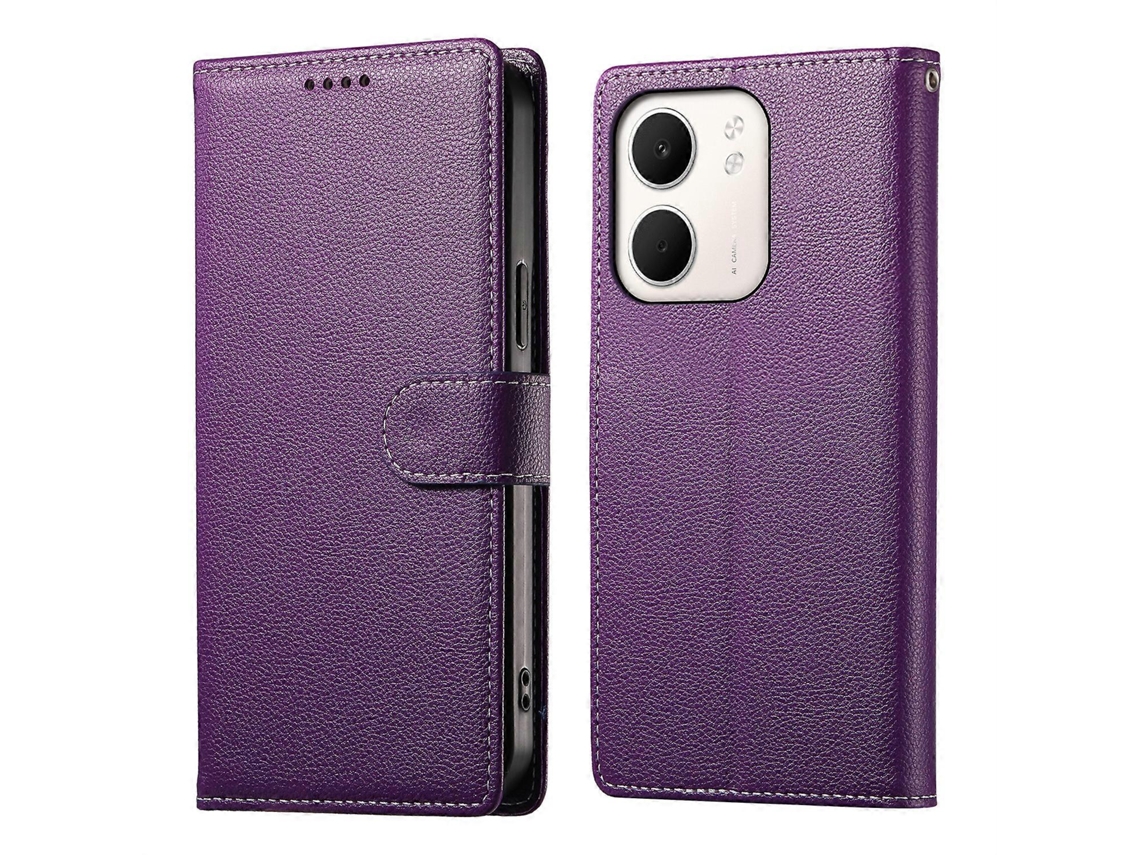 Capa Tipo Carteira De Couro Com Fecho Magnético E Alça De Pulso Para Oppo A5x 5g 4g, Roxa