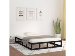 Vidaxl Estrutura Cama Pequena Casal 120x190 Cm Pinho Maciço Preto