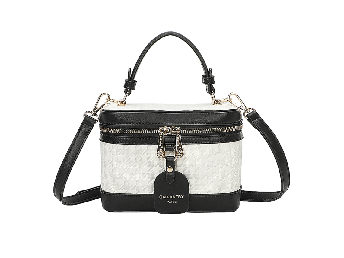Bolsa De Mão Para Mulher Mini Boxy Bag Estampa Pied-de-poule Com Alça Rígida