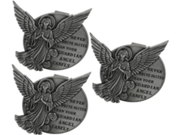Conjunto De 3 Presilhas De Anjo Para Quebra-sol Em Metal Prateado Polido, Estilo Antigo, Para Decoração De Carro Familiar.