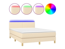Box Spring Bed, Box Spring Beds Vidaxl Creme Tecido (140 X 200 Cm)
