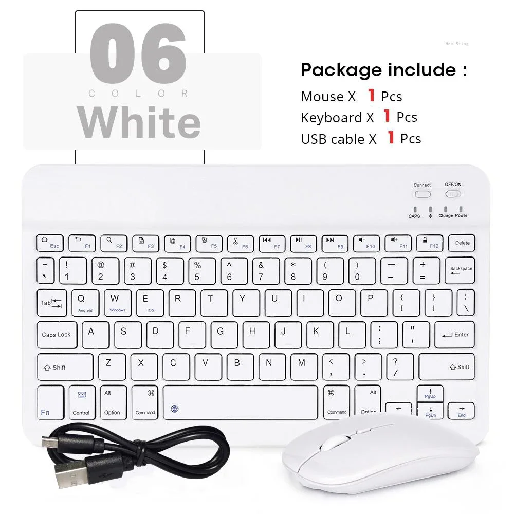 Teclado Sem Fio de 10 Polegadas e Conjunto de Teclado para Dispositivos Ios e Android MDUG (conjunto Branco em Espanhol e Inglês)