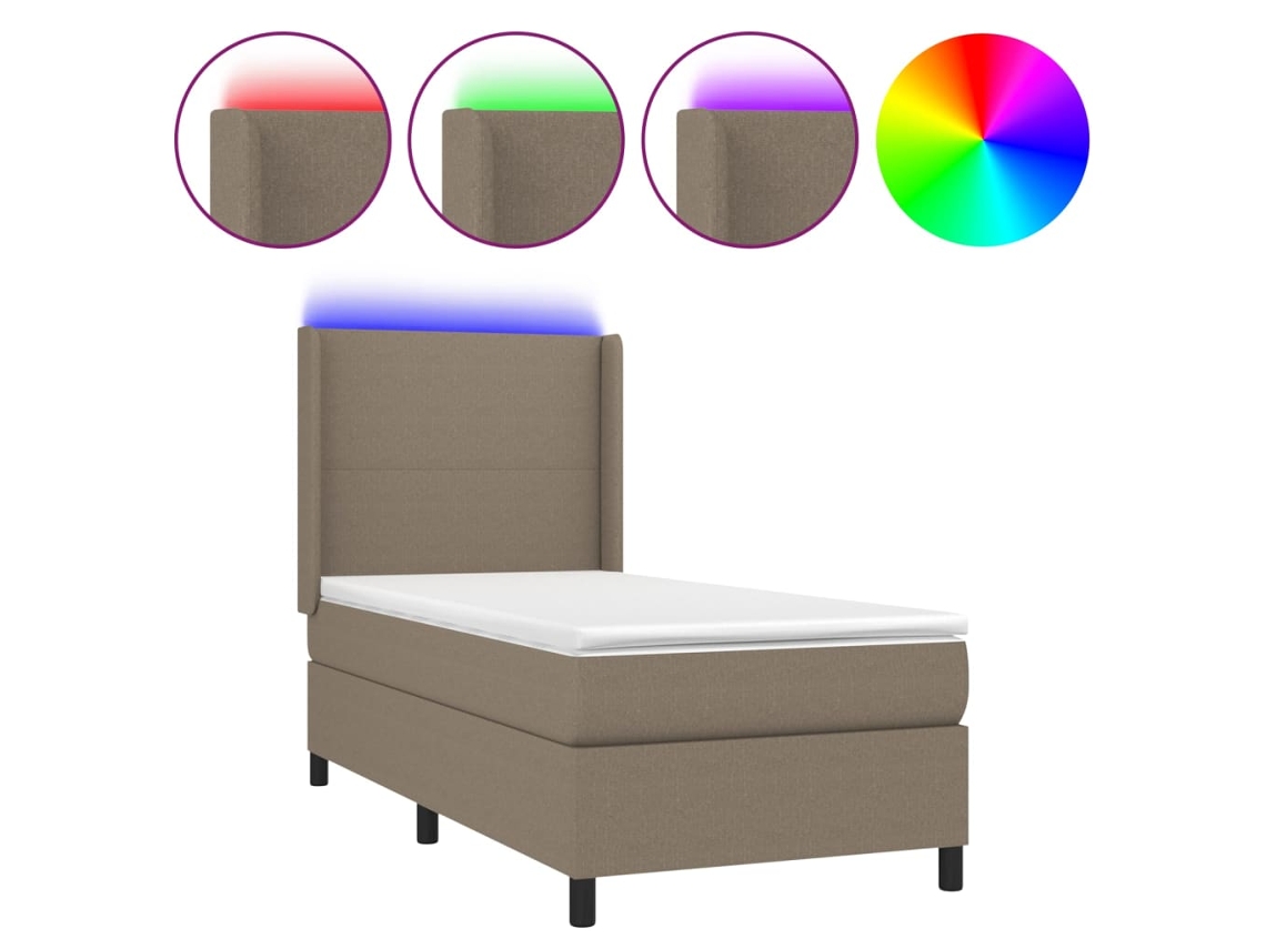 Box Spring Bed, Box Spring Beds Vidaxl Cinzento-acastanhado Tecido (90 X 200 Cm)