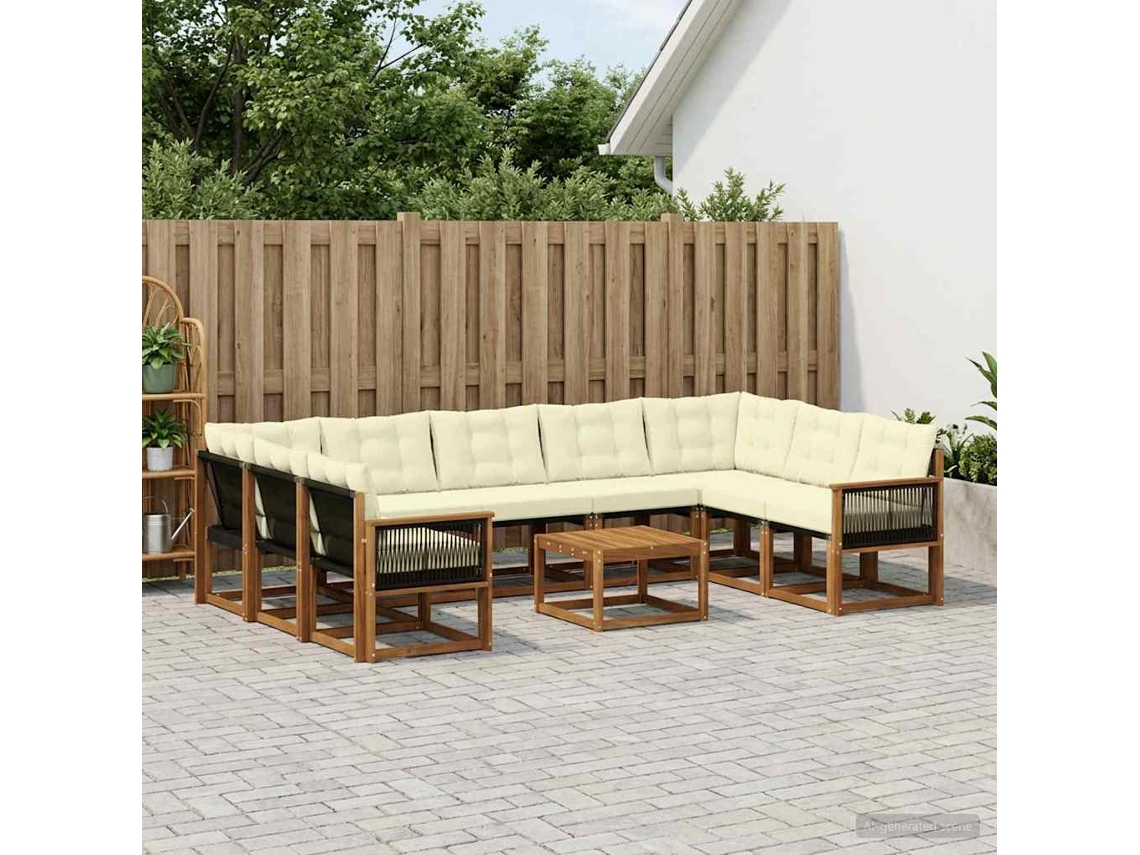 Vidaxl Conjunto De Sofás Para Exterior 10 Unid. Natural E Creme