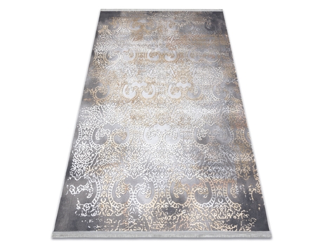 Tapete Luce 84 Moderno Ornamento Vintage - Structural Cinzento / Mostarda (154 x 220 cm)
