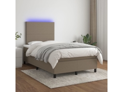 Vidaxl Cama Box Spring Colchão/led 120x200cm Tecido Cinza-acastanhado