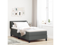 Cama Box Com Colchão Cinza Escuro 90x190 Cm Tecido