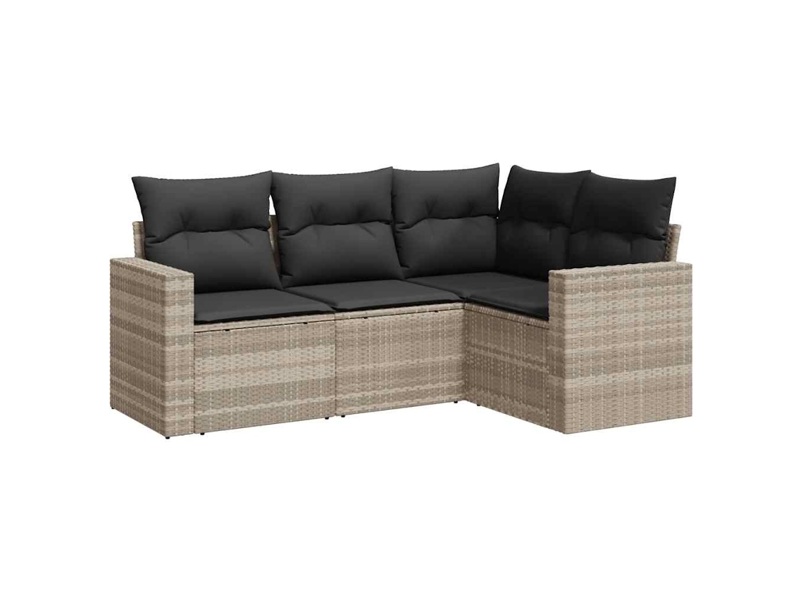Conjunto de 4 Sofás Jardim com Almofadões Vime Pe Cinzento Claro MAISON EXCLUSIVE (4 pcs)