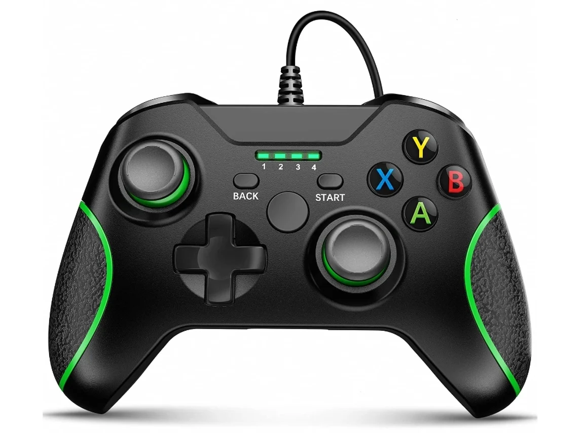 Controlador com Fio Compatível com Xbox One/X/S/Pc Windows 10/8/7 com Entrada para Fone de Ouvido/Choque Duplo/Joystick Atualizado Preto YIZHOOD