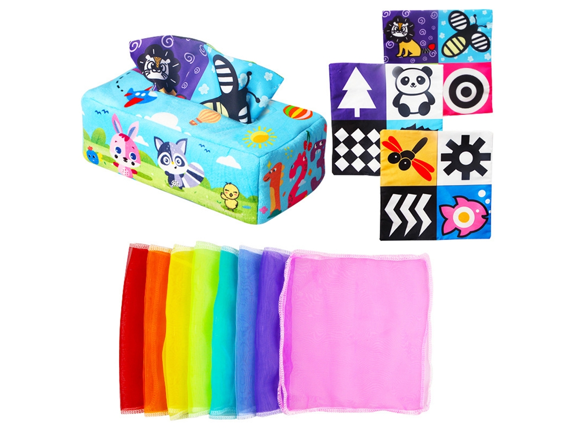 Ats caixa de Guardanapos para Bebê Brinquedo Sensorial Colorido Brinquedo Educatsivo de Aprendizagem para Crianças Presente