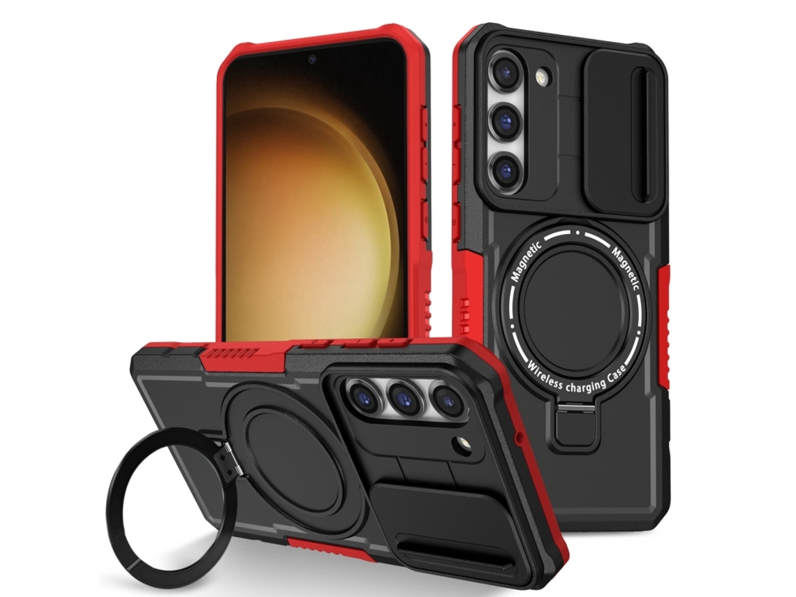 Capa Zruxe Compativel Com Samsung Galaxy S23 5g (camshield - Magsafe - Tpu - Híbrido - Pc - Vermelho)