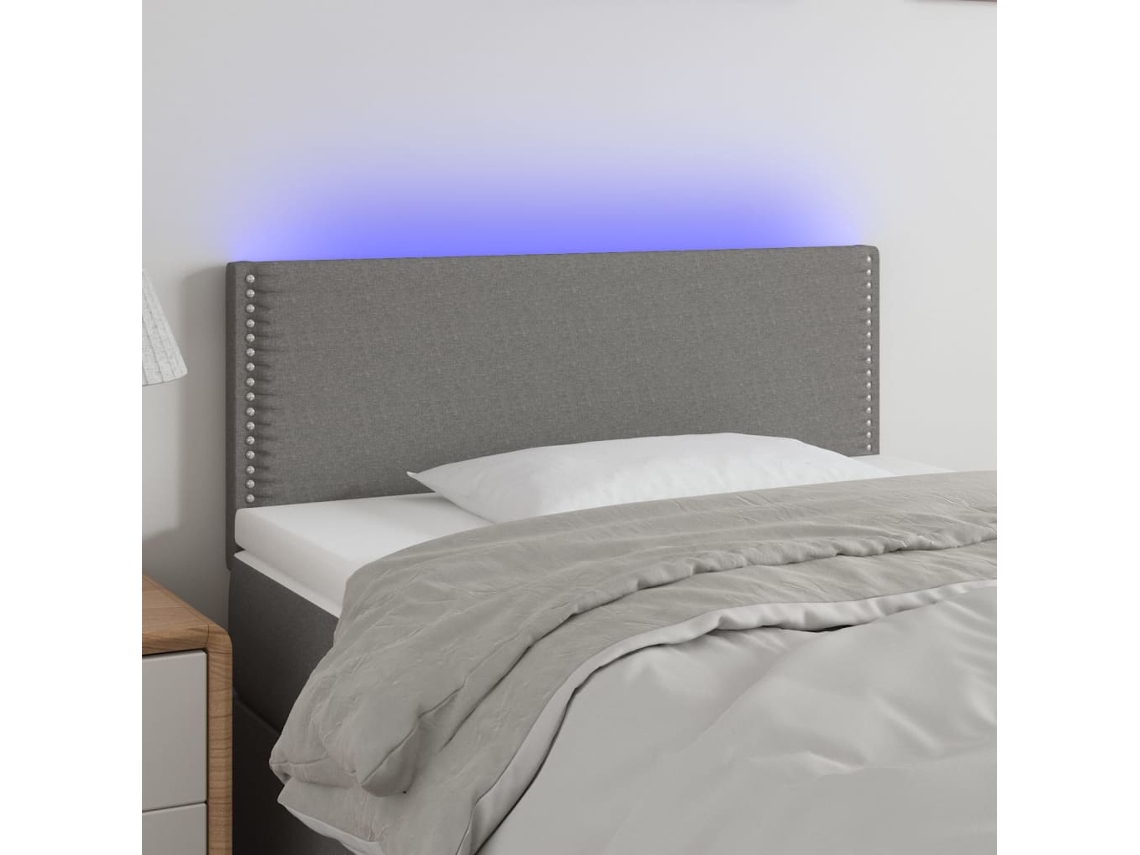 Vidaxl Cabeceira De Cama C/ Luzes Led Tecido 90x5x78/88cm Cinza-escuro
