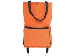 Sacola de Compras Dobrável com Rodinhas, Laranja, para Estudantes, 48x28x18cm, 1 Conjunto. GOKOCO