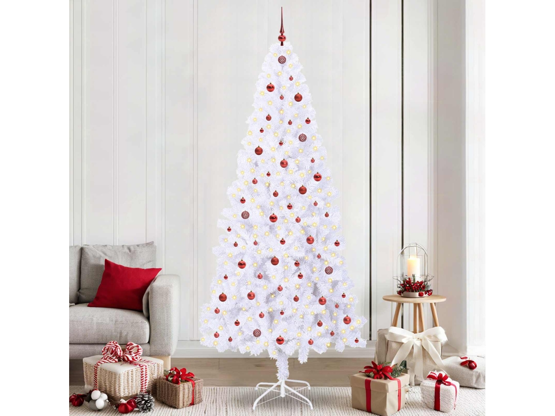 Vidaxl Árvore De Natal Artificial Com 300 Leds Branco 240 Cm Pvc E Aço