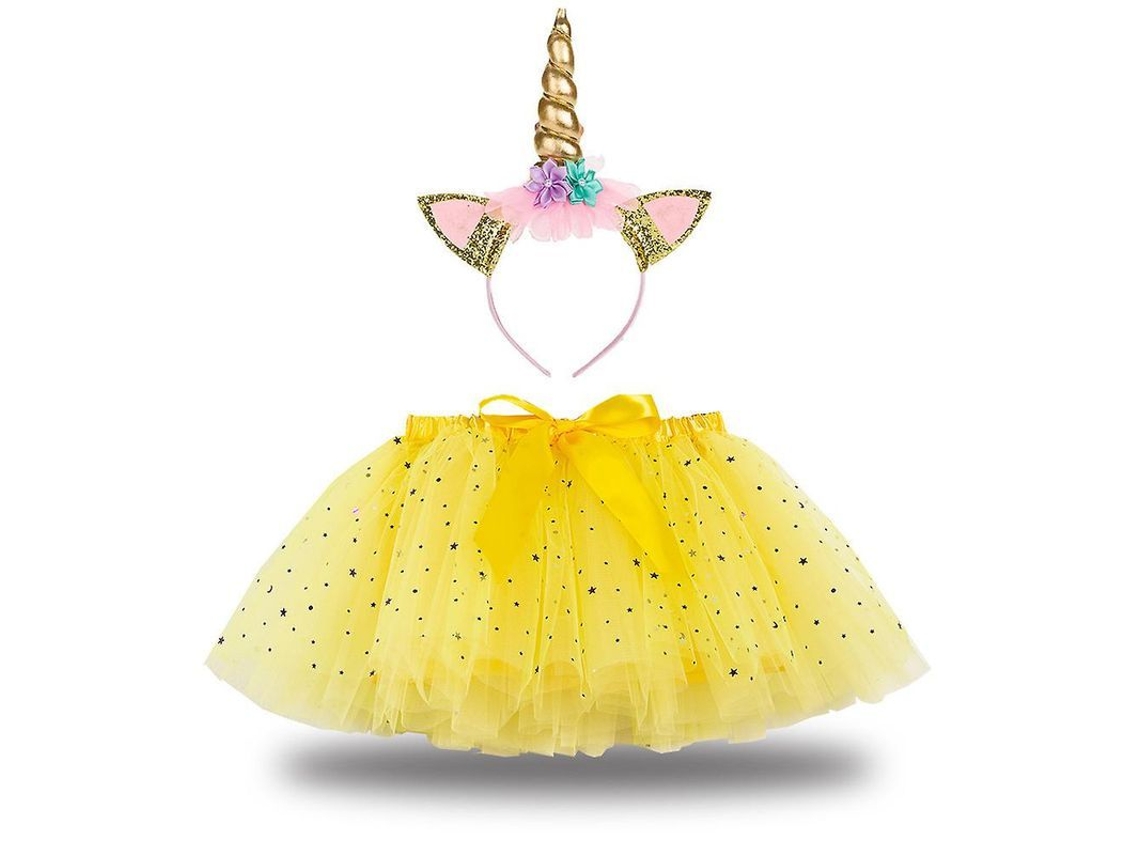 Fasst traje de Princesa Unicornio com Tutú de Arco-íris e Diadema para Meninas | S/MARCA